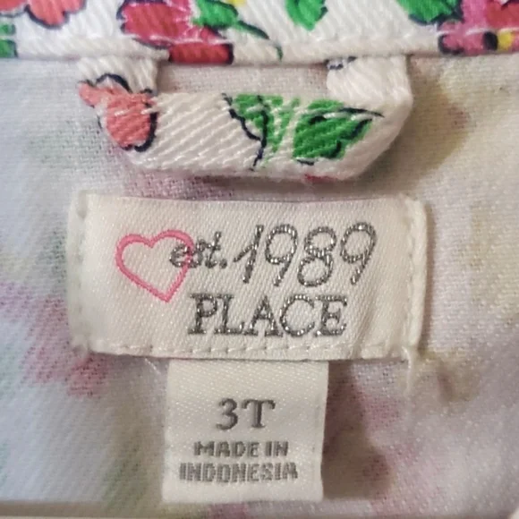 Children's Place White Denim Floral Snap Button Jacket Toddler Girls 3T - Picture 7 of 8